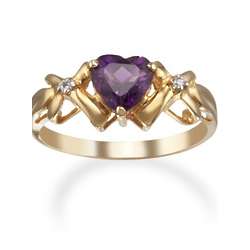 14 Karat Gold Birthstone Heart Promise Ring