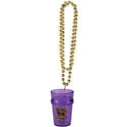Mardi Gras Beads with Attached Shot Glass