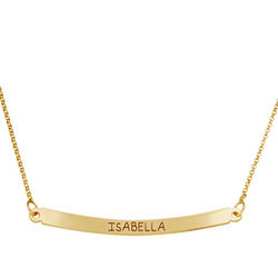10K Yellow Gold Curved Bar Name Necklace