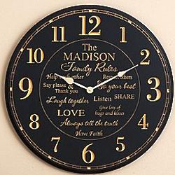 Personalized Family Rules Wall Clock