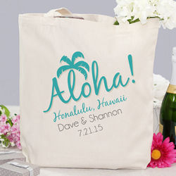 Personalized Tropical Wedding Destination Tote Bag