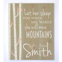Personalized She Will Move Mountains Nursery Sign