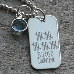 Personalized Tally Marks Anniversary Tag Necklace