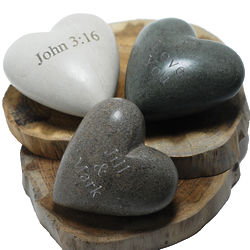 Personalized Hand-Carved My Heart Natural Stone Paper Weight