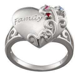 Personalized Lasting Expressions Silver Family Birthstone Ring