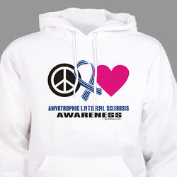 Peace Hope Love ALS Awareness Hooded Sweatshirt