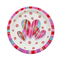 7" Valentine Hearts and Stripes Plates