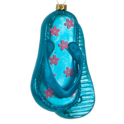 Personalized Blue Flip Flops Christmas Ornament