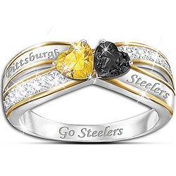 Heart Of Pittsburgh Ring with Steelers Colored Crystals