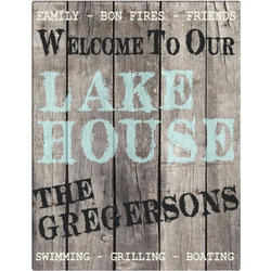 Welcome to Our Lake House Faux Wood Canvas Sign