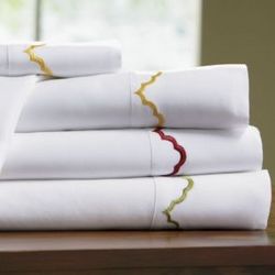 Embroidered Scallop King Sheets
