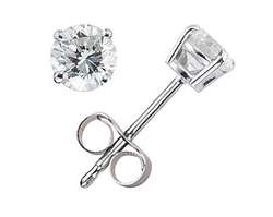 Round Solitaire Diamond Stud Earrings in 14k White Gold