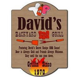 Personalized Backyard Barbeque Grill Sign