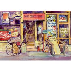 The Country Store Watercolor Personalized Art Print