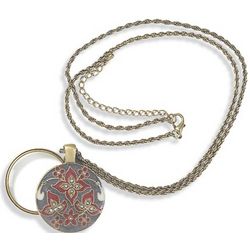 Burgundy Enamel Magnifier Necklace