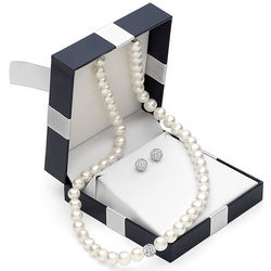 Cultured Freshwater Pearl Necklace and Austrian Crystal Earrings