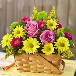 Sunny Garden Flower Basket