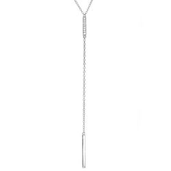 Silver and CZ Lariat Bar Necklace