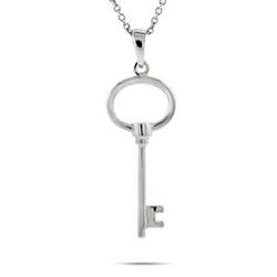 Sterling Silver Petite Oval Key Pendant