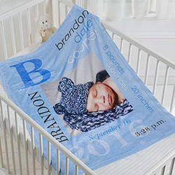 All About Baby Boy Personalized Photo Fleece Blanket