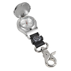 Chrome Pocket Watch with Compass
