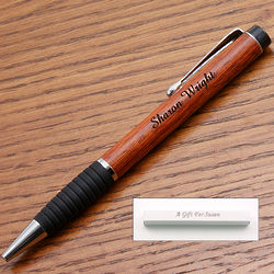 Engraved Rosewood Twist-Grip Ballpoint Pen