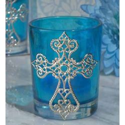 Blue Cross Candle Holder