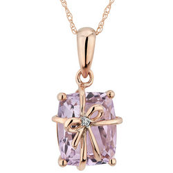 Pink Amethyst Pendant with Diamond and Rose Gold