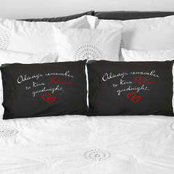 Personalized Always Kiss Me Goodnight Black Pillowcase