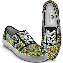Animal Kingdom Women's Canvas Shoes with Chimp Charm