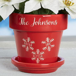 Personalized Falling Snowflake Family Flower Pot