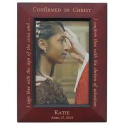 Personalized Confirmation Burgundy Wood Frame