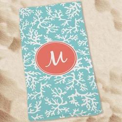 Personalized Coral Beach Towel