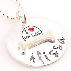I Love My Dog Necklace Personalized Hand Stamped Necklace