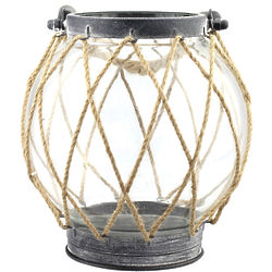 Vintage Zinc Twine Rope Nautical Globe Lantern