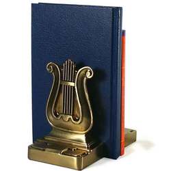 Lyre Brass Bookends
