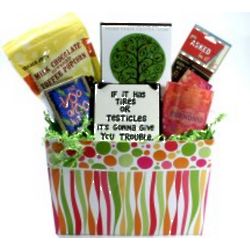 Divorce Humor Gift Basket with Trouble Sign