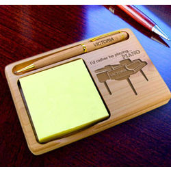 Personalized Piano Wooden Notepad & Pen Holder