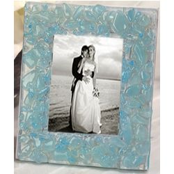 Murano Art Deco Collection Blue Pebble Glass Photo Frame