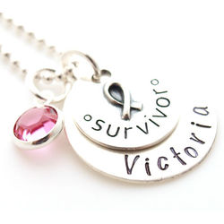 Personalized Cancer Survivor Birthstone Necklace