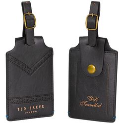 Men's Luggage Tag in Black Faux Leather