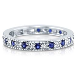 Sterling Silver Simulated Blue Sapphire CZ Eternity Ring