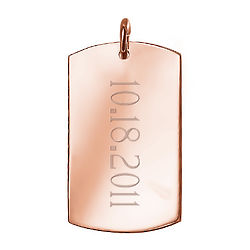 Small Rose Gold Dog Tag Charm