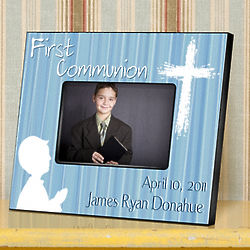 Hear My Prayer Blue First Communion Personalized Photo Frame