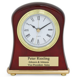 Piano Finish Rosewood Bell-Shaped Personalized Desk Clock