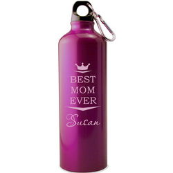 Personalized Pink Water Bottle with Crown for Mom