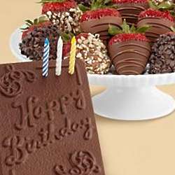 Chocolate Birthday Card and 12 Chocolate-Covered Strawberries