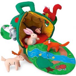 Apple House Carrier with Plush Woodland Critters
