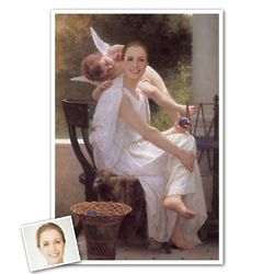 Young Lady with Cupid from Photo Print