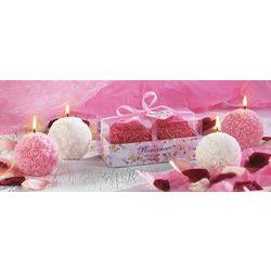 2 Red Rose Ball Candles